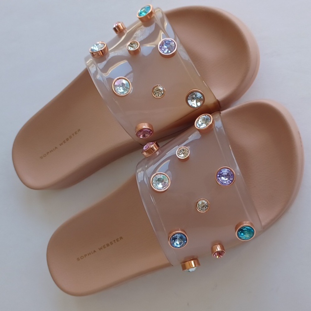 Sophia Webster Dina Gem Embellished Slip On Slide Sandals SZ 8 NWOT - Picture 8 of 16